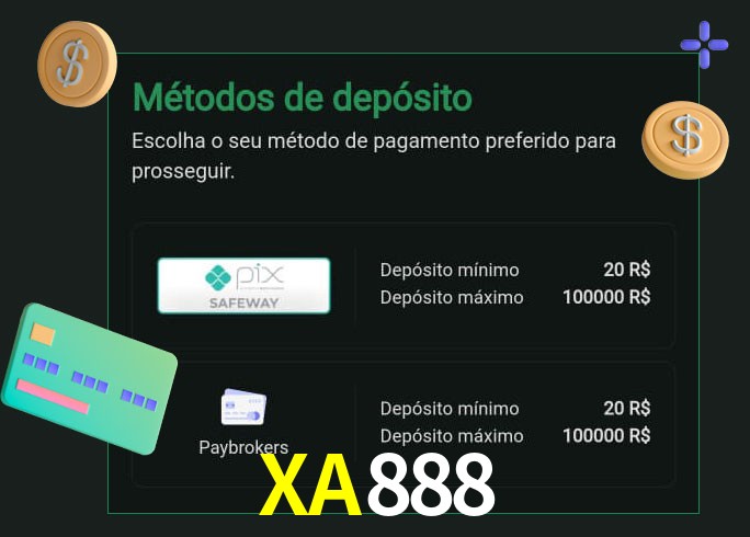 O cassino XA888 oferece uma grande variedade de métodos de pagamento